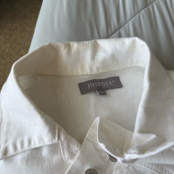 Just USA White Jean Jacket Silver Buttons - Picture 11 of 12